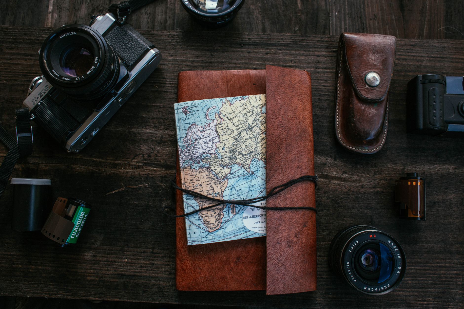 Custom travel planning notebook and map